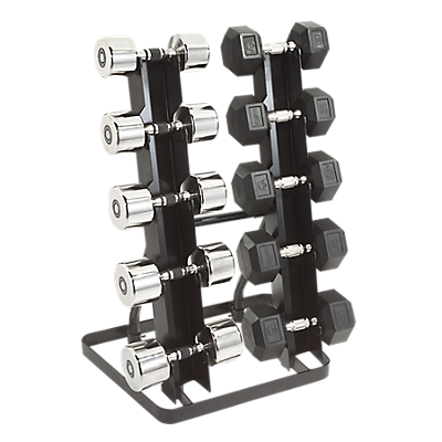 Vertical Rack, 2 Tier, Holds 5 Pairs Dumbbells