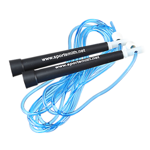 Boxer's Training Speed Jump Rope, Adjustable, Blue Cord with Black Handles, 9'