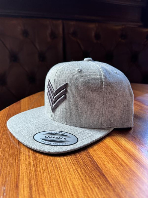Heather Gray Wool Snap-Back, Gunmetal Gray Logo