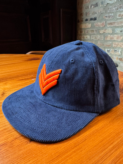 100% cotton wide-cord corduroy, structured mid profile, Snap-Back
Navy with Orange  Logo