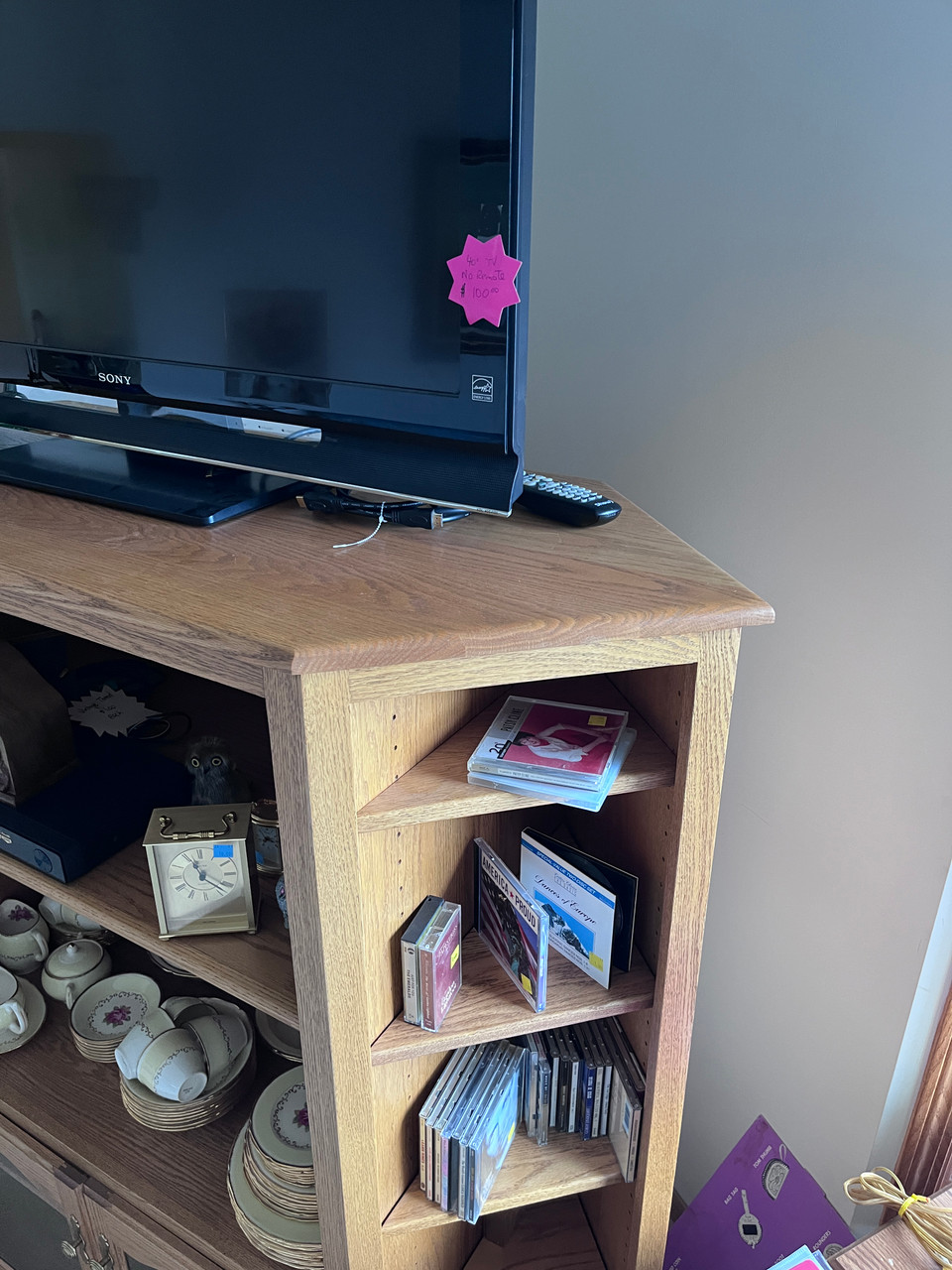 Solid Oak Corner Entertainment Centre/Display