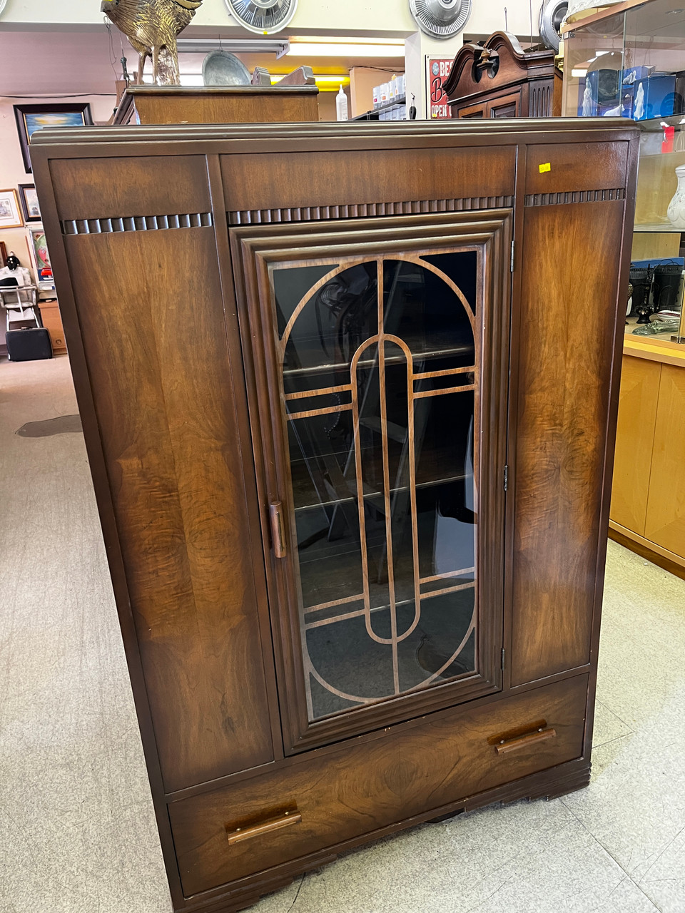 Art Deco Walnut China/Display Cabinet