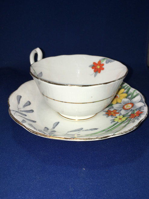 Bell China Teacup and Saucer - Flowers