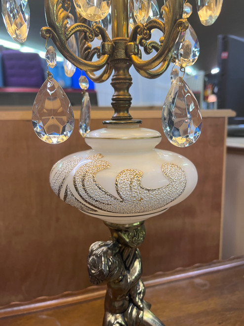 Hollywood Regency Crystal Metal Lamp