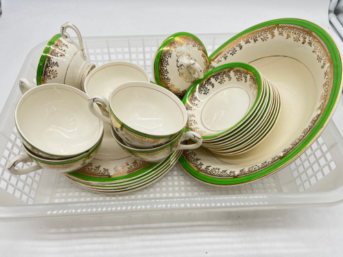 Lot of 24 Pc Myott Green Royalty China