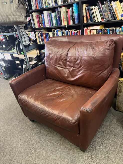 High End Large Leather Chair and Ottoman