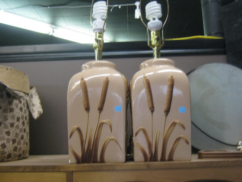 mid-century ceramic lamp pair