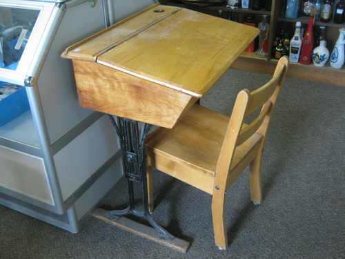 antique school desk