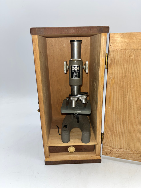Vintage 1960's Lumex Japan 4DSEL Microscope and Case
