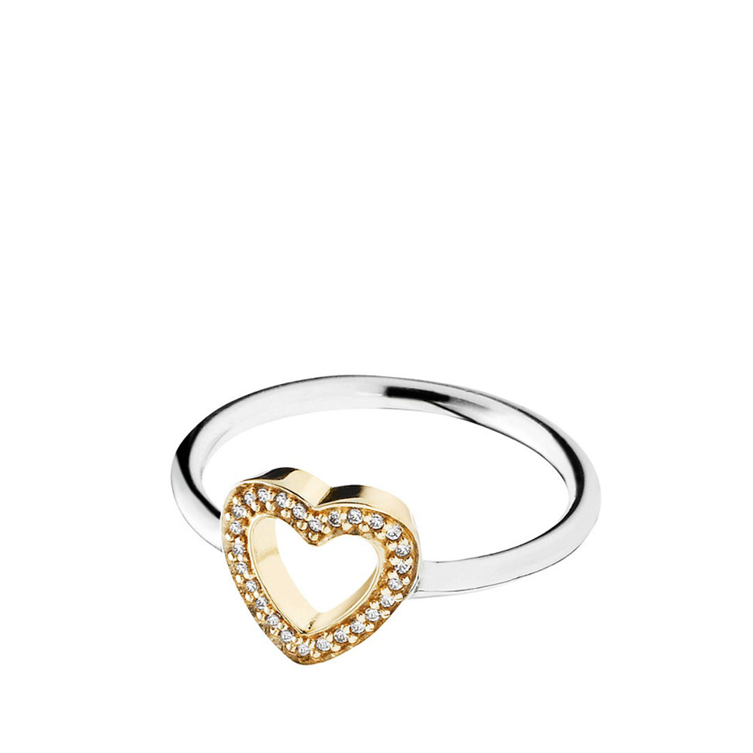 Pandora 14K Gold \u0026 Silver CZ Heart Ring