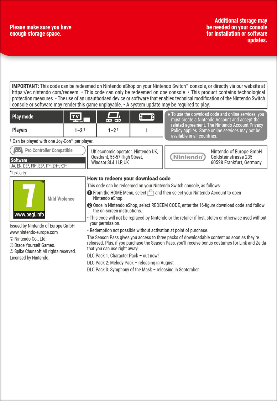 of Switch Hyrule Pass Cadence Boostgaming - Nintendo - (UK) Season