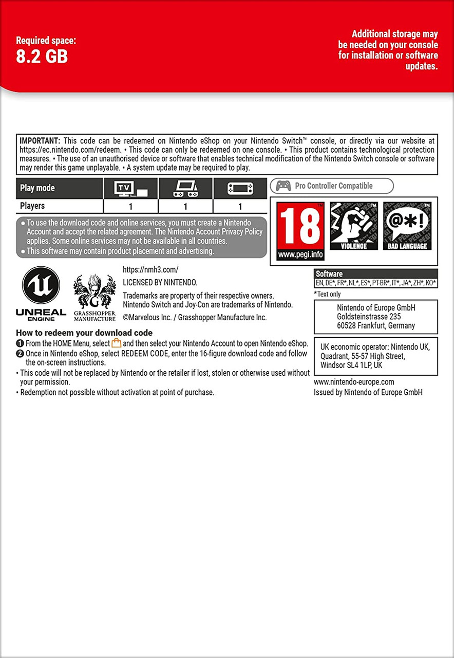 No More Heroes III Collector Edition (2500.EX) - Nintendo Switch - Neuf Sous Blister - Edition Limitée