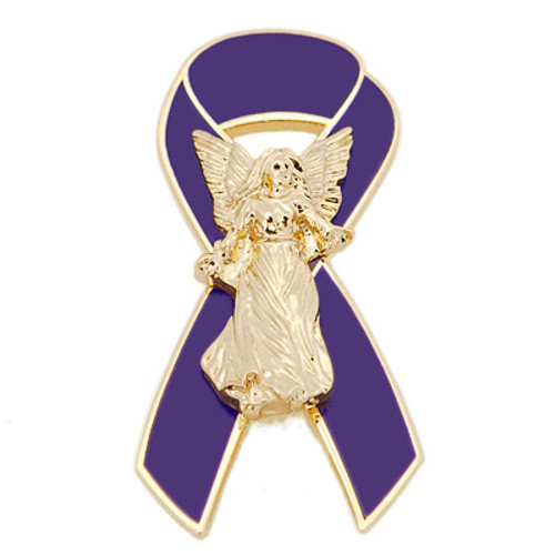 Pancreatic Cancer Awareness Lapel Pin - Angel (Gold)