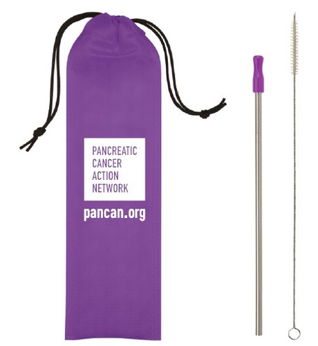 Pancreatic Cancer Awareness Stainless Steel Reusable Straw Kit