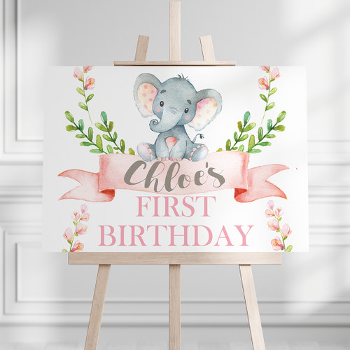 Elephant Birthday Landscape Sign - Personalised For You | Design 20299
