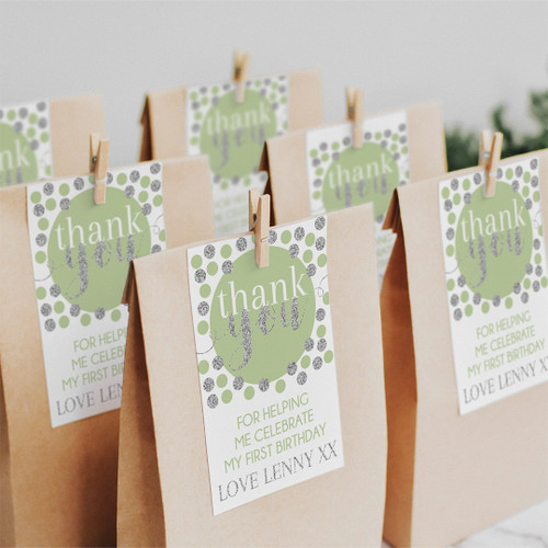 Green & Silver Birthday Tags - Personalised For You | Design 20375