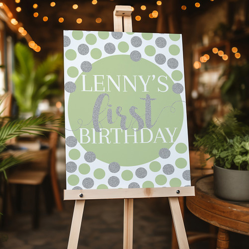 Green & Silver Birthday Portrait Sign - Personalised For You | Design 20375