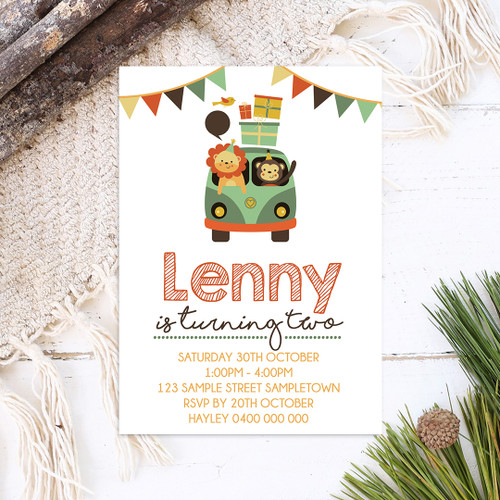Safari Van Birthday Invitation - Personalised For You | Design 20340