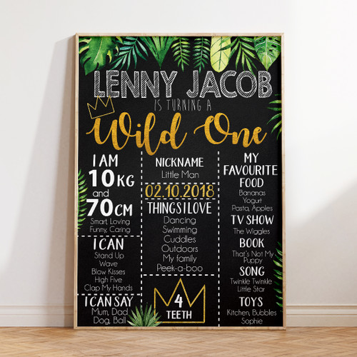 Wild One Birthday Milestone Board - Personalised For You | Design 20362 Chalk