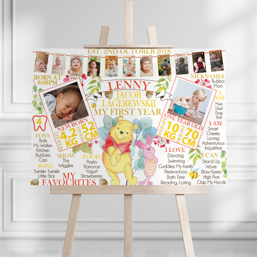 Bear & Friend My First Year Photo Milestone Board - Personalised For You | Design 20372