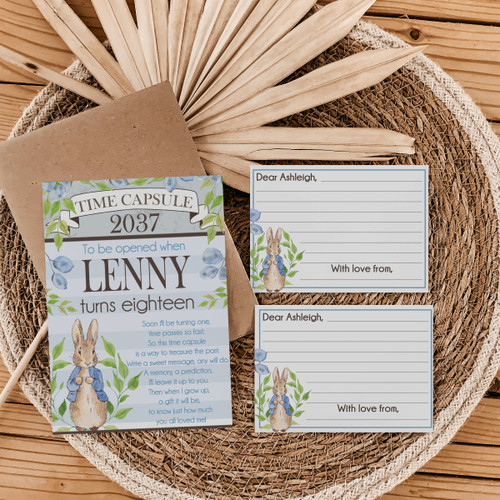 Storybook Bunny Birthday Time Capsule - Personalised For You | Design 20231 Blue