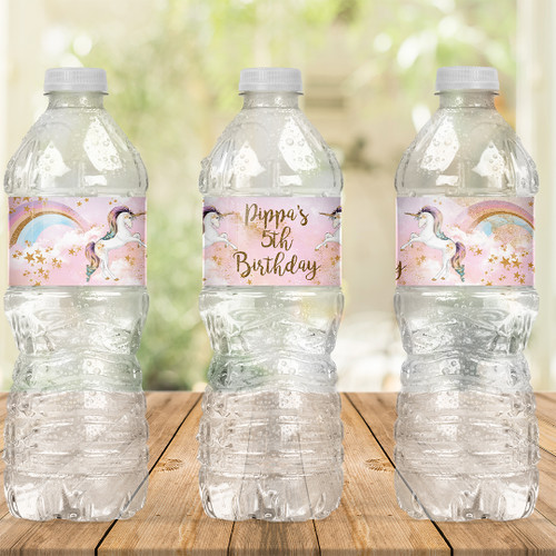 Stardust Unicorn Birthday Drink Labels - Personalised For You | Design 20067