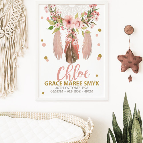 Boho Dreams Birth Print - Personalised For You | Design 20100
