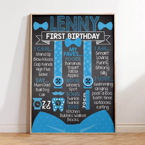 Little Man Birthday Milestone Board - Personalised For You | Design 20051 Chalk