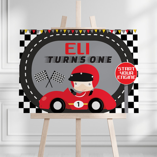Mini Grand Prix Birthday Landscape Sign - Personalised For You | Design 20147