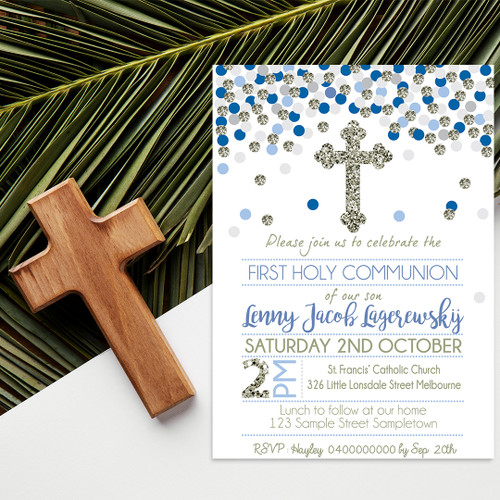 Scared Confetti First Communion Invitation - Personalised For You | Design 20155