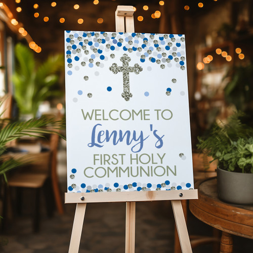 Sacred Confetti First Communion Portrait Sign - Personalised For You | Design 20155