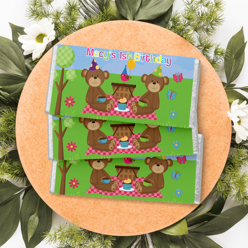 Teddy Bear Picnic Birthday Chocolate Wrapper - Personalised For You | Design 20066