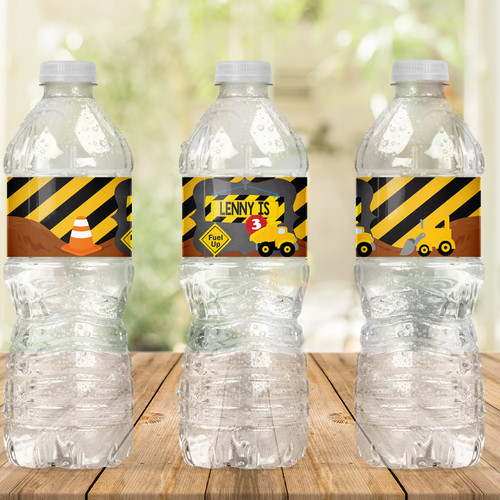Construction Birthday Drink Labels - Personalised For You | Design 20024