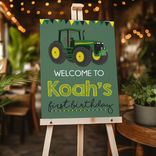Green Tractor Birthday Portrait Sign - Personalised For You | Design 20140