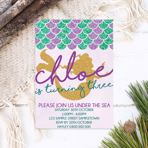 Glitterfin Birthday Invitation - Personalised For You | Design 20159