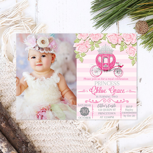 Princess In Bloom Photo Birthday Invitation - Personalised For You | Design 20110