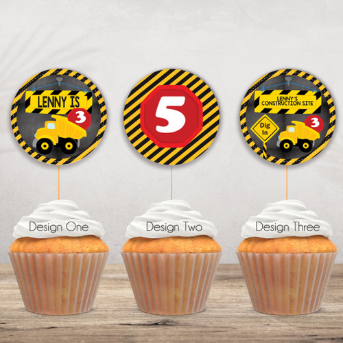 Construction Birthday Cupcake Toppers - Personalised For You | Design 20024