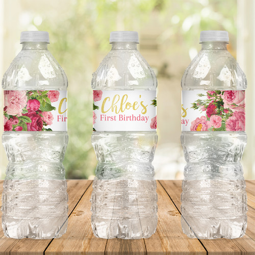 Roses Birthday Drink Labels - Personalised For You | Design 20126 White