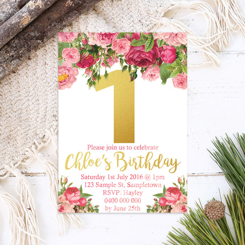 Roses Birthday Invitation - Personalised For You | Design 20141