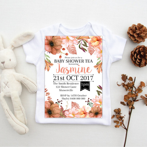 Peach Garden Baby Shower Invitation - Personalised For You | Design 20133