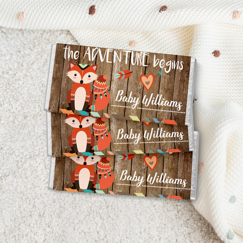 Adventure Fox Baby Shower Chocolate Wrapper - Personalised For You | Design 20180