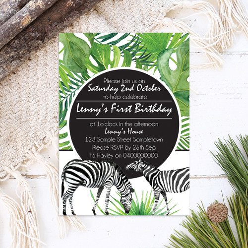 Zebra Birthday Invitation - Personalised For You | Design 20173