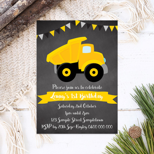 Tip Truck Birthday Invitation - Personalised For You | Design 20057