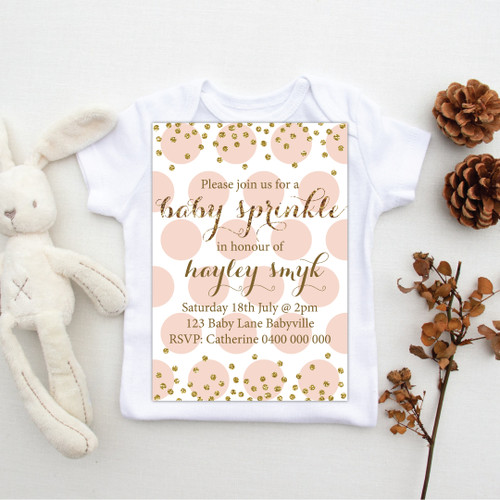 Pink & Gold Baby Shower Invitation - Personalised For You | Design 20044