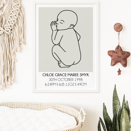 Minimalist Birth Print - Personalised For You | Design 20731 Grey