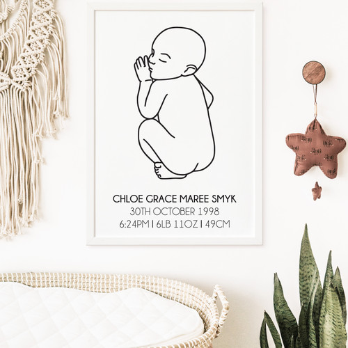Minimalist Birth Print - Personalised For You | Design 20731 White