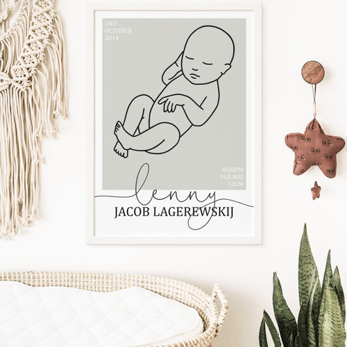 Minimalist Birth Print - Personalised For You | Design 20733 Grey