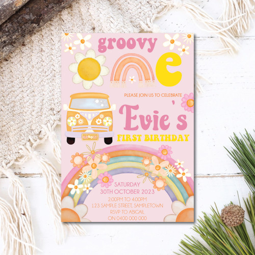 Groovy One Birthday Invitation - Personalised For You | Design 21123