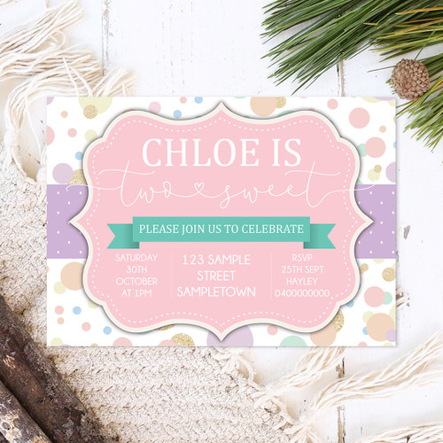 Two Sweet Birthday Invitation - Personalised For You | Design 20813