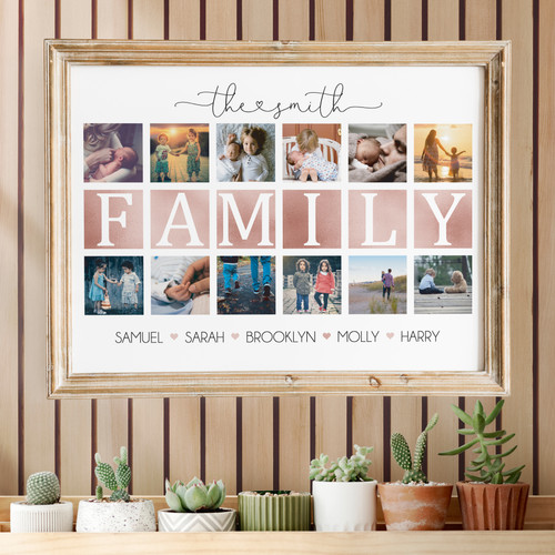 Family Photo Collage Print - Personalised For You | Design 20804 Rose Gold